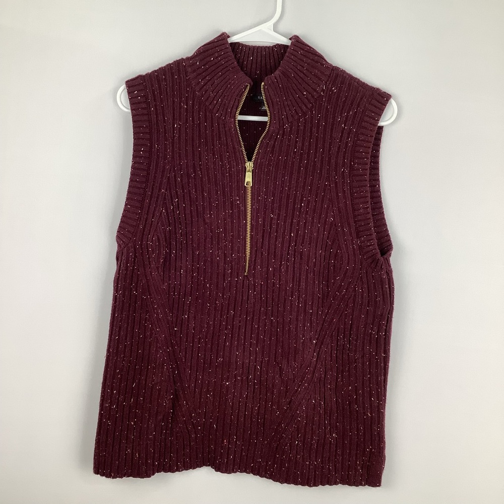 Talbots Ribbed Half Zip Sweater Vest womens size M (medium)